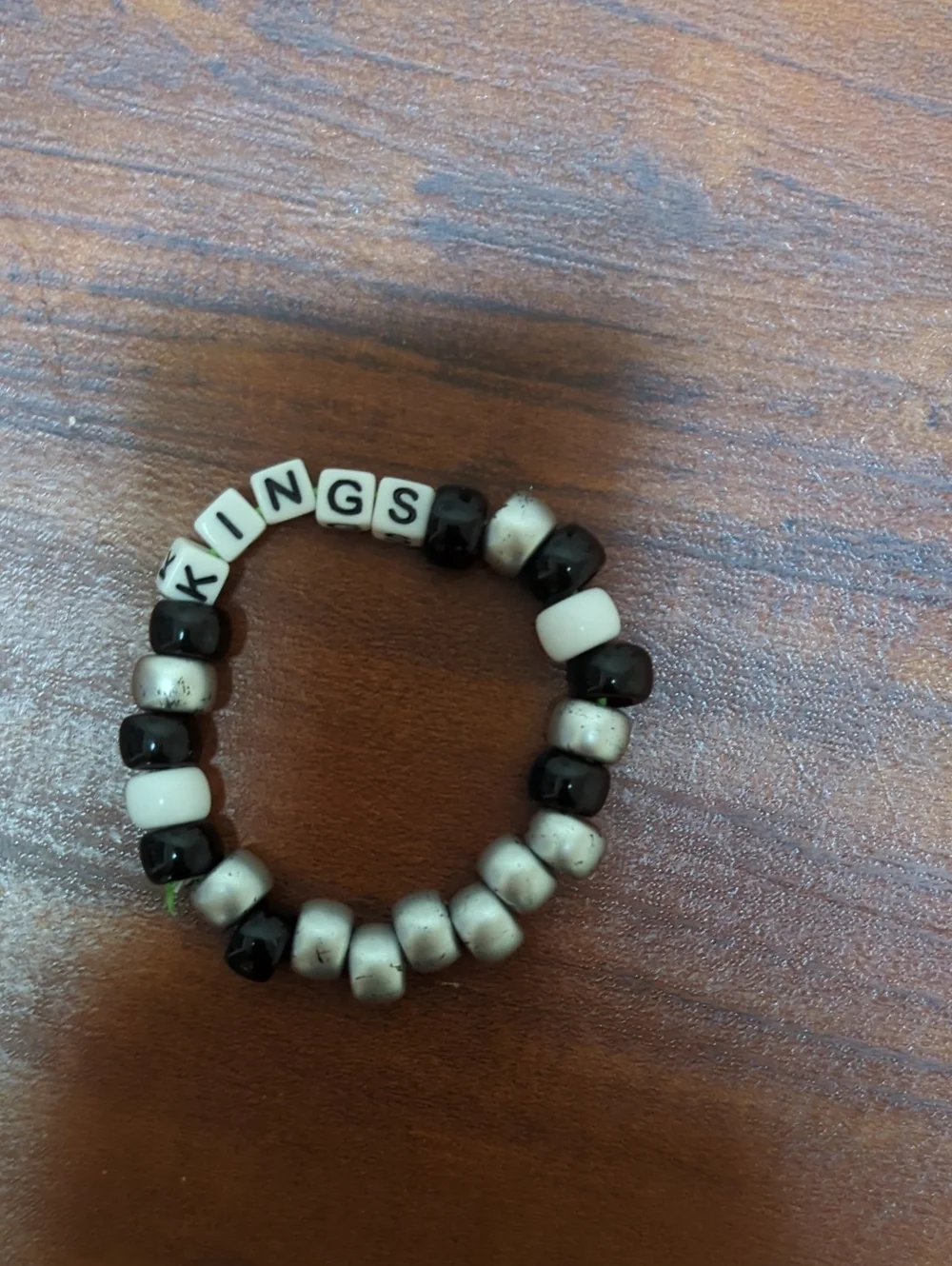 Black & White 'KINGS' Beaded Stretch Bracelet for Kids